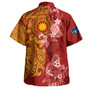 Nauru Combo Short Sleeve Dress And Shirt Polynesian Tropical Plumeria Tribal Red