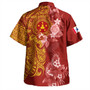 Austral Islands Combo Short Sleeve Dress And Shirt Polynesian Tropical Plumeria Tribal Red