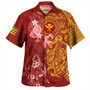 Hawaii Kanaka Maoli Combo Short Sleeve Dress And Shirt Polynesian Tropical Plumeria Tribal Red