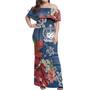 Samoa Combo Off Shoulder Long Dress And Shirt  Flower And Turtle