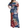 Vanuatu Combo Off Shoulder Long Dress And Shirt  Flower And Turtle