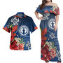 Northern Mariana Islands Combo Off Shoulder Long Dress And Shirt  Flower And Turtle