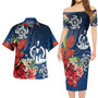 Vanuatu Combo Short Sleeve Dress And Shirt  Flower And Turtle