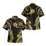 Hawaii Combo Puletasi And Shirt Golden Polynesian Pattern