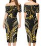 Fiji Combo Short Sleeve Dress And Shirt Golden Polynesian Pattern