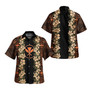 Hawaii Combo Puletasi And Shirt Kanaka Maoli Orange Polynesian Pattern With Hibiscus