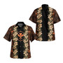 Hawaii Combo Short Sleeve Dress And Shirt Kanaka Maoli Orange Polynesian Pattern With Hibiscus