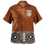 Fiji Combo Dress And Shirt Coat Of Arms Bula Special Fabric Leaves Brown