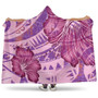 Hawaii Hooded Blanket Polynesian Motif Purple Hibiscus