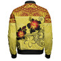 Hawaii Bomber Jacket Polynesian Tribal Patterns Hibiscus Flowers Yellow Color