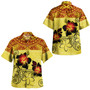Hawaii Combo Off Shoulder Long Dress And Shirt Polynesian Tribal Patterns Hibiscus Flowers Yellow Color
