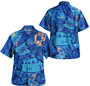 Tonga Combo Short Sleeve Dress And Shirt Hibiscus With Polynesian Pattern Blue Version