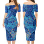 Papua New Guinea Combo Short Sleeve Dress And Shirt Hibiscus With Polynesian Pattern Blue Version