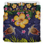 Hawaii Bedding Set Polynesian Patterns Turtle Couple Hibiscus Plumeria Flowers