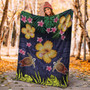 Hawaii Premium Blanket Polynesian Patterns Turtle Couple Hibiscus Plumeria Flowers