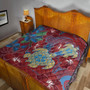 Hawaii Premium Quilt Polynesian Cultures Turtle Couple Tropical Flowers Red Color