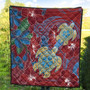 Hawaii Premium Quilt Polynesian Cultures Turtle Couple Tropical Flowers Red Color