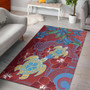 Hawaii Area Rug Polynesian Cultures Turtle Couple Tropical Flowers Red Color