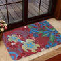 Hawaii Door Mat Polynesian Cultures Turtle Couple Tropical Flowers Red Color