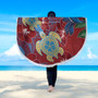 Hawaii Beach Blanket Polynesian Cultures Turtle Couple Tropical Flowers Red Color