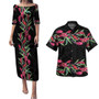 Combo Puletasi And Shirt Ginger Flowers With Polynesian Motif