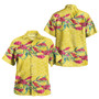 Combo Short Sleeve Dress And Shirt Ginger Flowers With Polynesian Motif Yellow Version