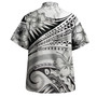 American Samoa Combo Off Shoulder Long Dress And Shirt Polynesian Tribal Waves Patterns Hibiscus Flowers