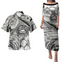 American Samoa Combo Puletasi And Shirt Polynesian Tribal Waves Patterns Hibiscus Flowers