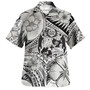 Tonga Combo Short Sleeve Dress And Shirt Polynesian Tribal Waves Patterns Hibiscus Flowers