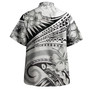 Vanuatu Combo Short Sleeve Dress And Shirt Polynesian Tribal Waves Patterns Hibiscus Flowers