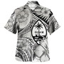 Guam Combo Short Sleeve Dress And Shirt Polynesian Tribal Waves Patterns Hibiscus Flowers