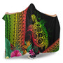 Hawaii Hooded Blanket Turtle Polynesian Pattern Reggae Color