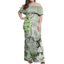 Fiji Coat Of Arm Woman Off Shoulder Long Dress Polynesian Floral Spirit Sage Green
