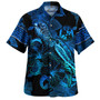 Tonga Hawaiian Shirt Sea Turtle With Blooming Hibiscus Flowers Tribal Blue