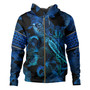 New Zealand Hoodie Sea Turtle With Blooming Hibiscus Flowers Tribal Blue