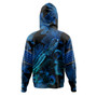 Niue Hoodie Sea Turtle With Blooming Hibiscus Flowers Tribal Blue