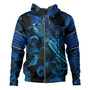 Niue Hoodie Sea Turtle With Blooming Hibiscus Flowers Tribal Blue