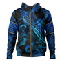 Wallis And Futuna Hoodie Sea Turtle With Blooming Hibiscus Flowers Tribal Blue