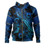 Kiribati Hoodie Sea Turtle With Blooming Hibiscus Flowers Tribal Blue