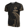 Tonga Polynesian All Over T-Shirt - Gold Tribal Wave 1