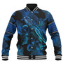 New Zealand Baseball Jacket Sea Turtle With Blooming Hibiscus Flowers Tribal Blue