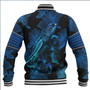 Vanuatu Baseball Jacket Sea Turtle With Blooming Hibiscus Flowers Tribal Blue