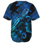 Tokelau Baseball Shirt Sea Turtle With Blooming Hibiscus Flowers Tribal Blue