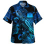 Tokelau Combo Puletasi And Shirt Sea Turtle With Blooming Hibiscus Flowers Tribal Blue