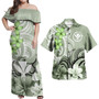 Hawaii Polynesian Pattern Combo Dress And Shirt Floral Spirit Sage Green
