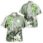 Philippines Polynesian Pattern Combo Dress And Shirt Floral Spirit Sage Green