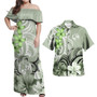 Tonga Polynesian Pattern Combo Dress And Shirt Floral Spirit Sage Green