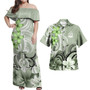 Vanuatu Polynesian Pattern Combo Dress And Shirt Floral Spirit Sage Green