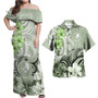 Yap Polynesian Pattern Combo Dress And Shirt Floral Spirit Sage Green