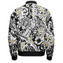 Polynesian Bomber Jacket Tropical Tribal Turtle With Fish Hook Pure Black
